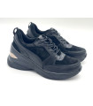 Buty sportowe na podwyższeniu czarne skórzane xf45